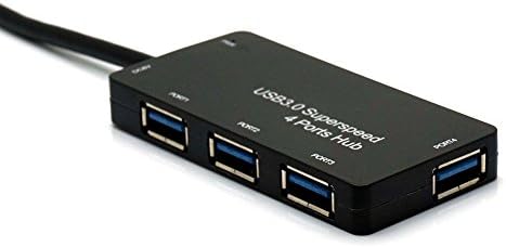 AURIN® Ultra slim 4-port USB 3.0 Hub with LED indicator (USB-Powered, equipped with 5V Power Slot)-Black