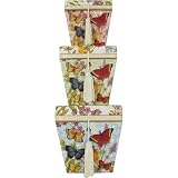 Botanic Butterflies Nested Tasseled Set of 3 Boxes