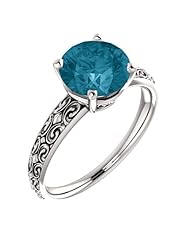 Platinum 8.00mm Round Cut London Blue Topaz Ring -- LIFETIME WARRANTY
