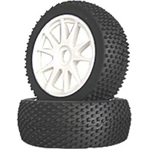 RD Logic 1/8 Buggy Premounted White Spoke w/Studs (Pair)