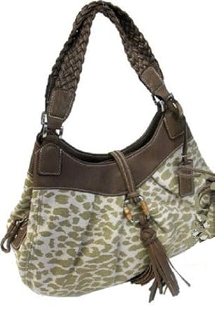 Caribbean Joe Women's Shoulder Hobo Bag - Green Cheetah Print: Handbags