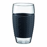 Bodum 20-Ounce Pavina Glasses with Silicone Grip, Black, Set of 2