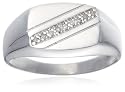 9ct White Gold AMR407553 Gents Diamond Signet Ring