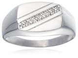 Image of 9ct White Gold AMR407553 Gents Diamond Signet Ring