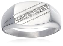 9ct White Gold AMR407553 Gents Diamond Signet Ring