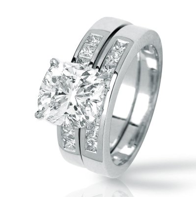 Classic Princess Cut Diamond Wedding Set (ring 