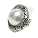 Large Burnished Metal Pearl Stretch Ring