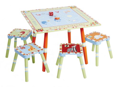 Levels of Discovery Alphabet Soup Table and 4 Stool Set Multi-Color