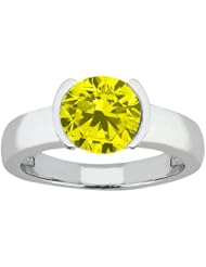 1.10 Ct Round Canary SI1/SI2 Diamond 14K White Gold Ring
