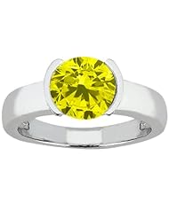 0.80 Ct Round Canary SI1/SI2 Diamond 14K White Gold Ring