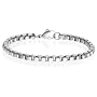 Men's Titanium 5mm Venetian Glass Box Chain Bracelet, 8"