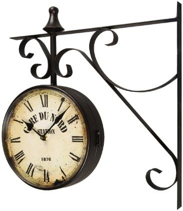 StarHomes Old School Dual-Side Iron Wall Hanging Clock - Gard Du Nord Station!