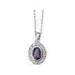 14K White Gold Amethyst and Diamond Necklace