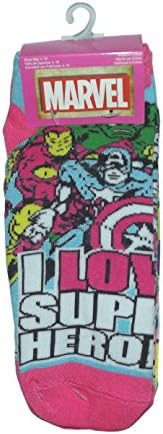 Marvel Comics Avengers Heroes 5 Pair Carded Faded Style Ankle Socks-(Shoe size 4-10)