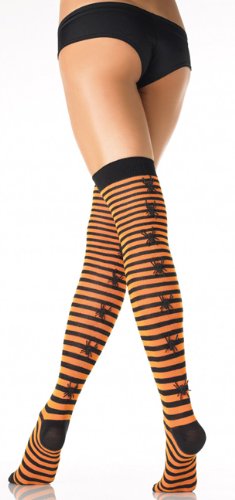 Leg Avenue Acrylic Striped Stockings with Plastic Spider Seam