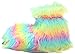 Trimfit Girls Rainbow Fuzzy Paw Plush Slippers Moccasin (Little Kid/Big Kid)