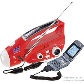 Emergency Dynamo / Solar Power Flashlight AM/FM Radio Siren Flasher Cell Phone Charger