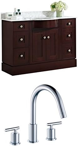 Jade Bath JB-8804 48" W x 22" D Birch Wood-Veneer Vanity Set with 8" o.c. CUPC Faucet, Coffee