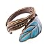 Vintage Boho Style Fashion Bronze & Blue Leaf Winding Wrap Finger Ring