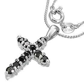 Black Cross Necklace with CZ Including Necklace