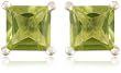 Sterling Silver 6mm Square-Cut Peridot Earrings