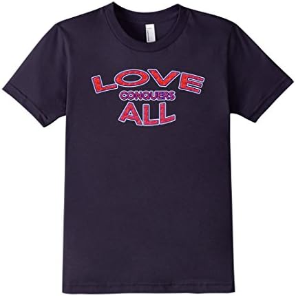 Kids American Apparel Unisex Love Conquers All Popular Tshirt   8 Navy