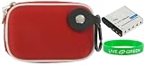 Cheap 2n1 Nylon Hard Shell (Red) Case and CNP-70 Battery for Casio Exilim EX-Z150SR 8MP Digital Camera Silver
