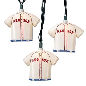 Kurt S. Adler 10-Light Boston Red Sox T-Shirt Light Set with 30-Inch Lead Wire, 12-Inch Spacing, Midget-Type Clear Bulbs, 4 Spare Bulbs and 1 125 Volt 3A Spare Fuse. Indoor/Outdoor