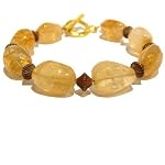 Citrine Bracelet 07 Strand Yellow Nugget Gemstone Copper Toggle Crystal Healing