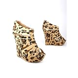 Strappy Leopard Peep Toe Wedge 8.5 LEO