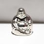 Smiling Zen Buddha Meditation Classic Decorative Tabletop Sculpture in Silver