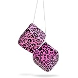 mAuto 3696 Fuzzy Car Dice, Premium Hanging Dice for Vehicles - Pink Leopard