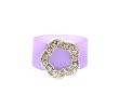 Ring - R54 - Silicone Ring with Flower Shape Crystal Charm - Size 7 (18mm) ~ Purple