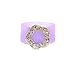 Ring - R54 - Silicone Ring with Flower Shape Crystal Charm - Size 7 (18mm) ~ Purple