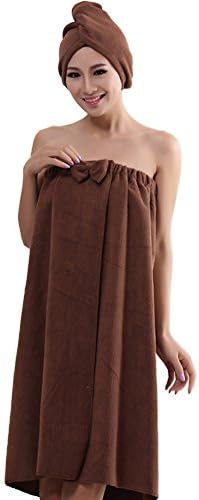HomeTowel Women Wrap Bathrobe Bath Towel 014 bathing cap Brown