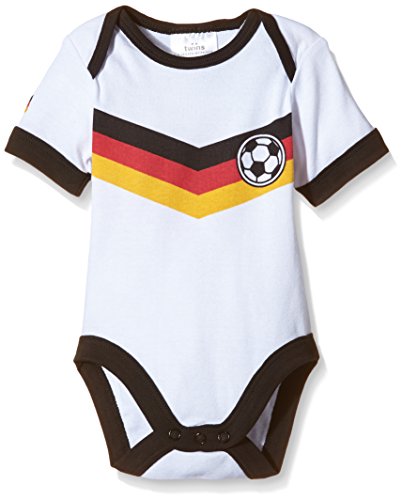 Twins Unisex Baby – Kurzarm-Body “Fußball-Trikot”, Gr. 92, Weiß (Weiss 11-0601)