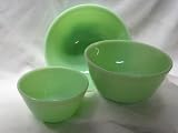 3 Piece Set Hand Made Jade Green Milk Glass Mixing Nesting Bowls
