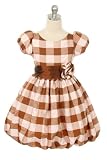 New Pink  Brown Checker Print Crushed Taffeta Bubble Dress ~ sz 2 to 10 Girls