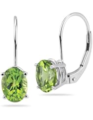 3.85 Cts of 9x7 mm AAA Oval Peridot Stud Earrings in 14K White Gold