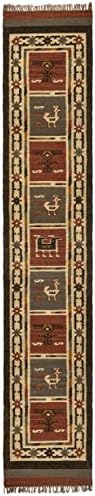 Hand Woven Tribal 2.5x14' Wool / Jute Flat Weave Runner!
