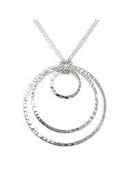 Sterling Silver Triple Circle Hammered Pendant Necklace, 18"
