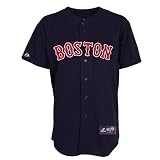 MLB Men's Boston Red Sox John Lackey Navy Short Sleeve 6 Button Synthetic Replica Baseball Jersey Spring 2012  (Navy, Large)