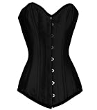 Very long line tailored steel boned black satin corset (ACP)