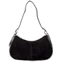 Maxam(tm) Solid Genuine Suede Leather Clutch (Black)
