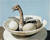 Photographic Prints of Lid of an alabaster jar decorated with a bird in a nest and eggs in a bowl, from Robert Harding