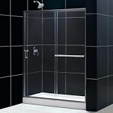 Infinity Plus Shower Door and 32 x 60 Amazon Base Set Shower Door: Clear Glass, Hardware Finish: Chrome, Drain Location: Right