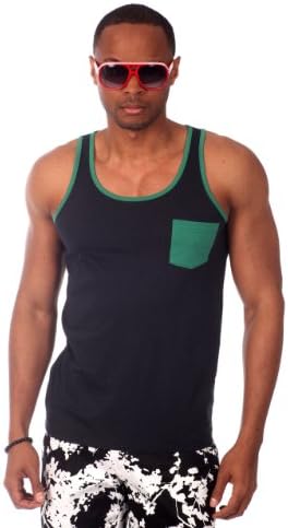 Oxymoron "Major Minority" Solid Tank Top with Contrast Chest Pocket