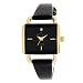 AK Anne Klein Women's Diamond Accented Gold-Tone Black Leather Watch #108878BKDB