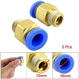 Buy Amico 2 Pcs 12mm Thread 10mm Connector Tube Push Fittings by uxcell