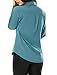 Allegra K Women Tile Print Long Sleeves Buttoned Tunic Shirt Blue XL